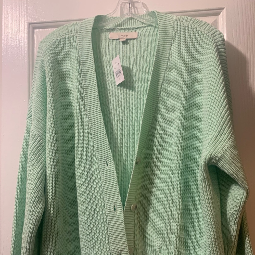 Mint green Loft cardigan sweater